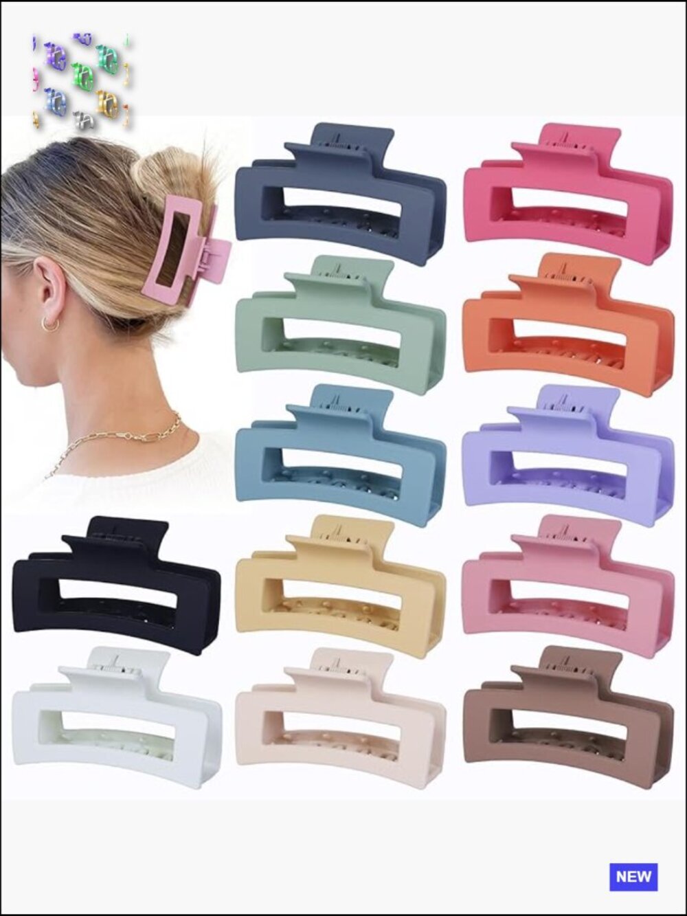 12 Pcs Medium Hair Claw Clips Square Jaw Clips Bulk Hair Accessories